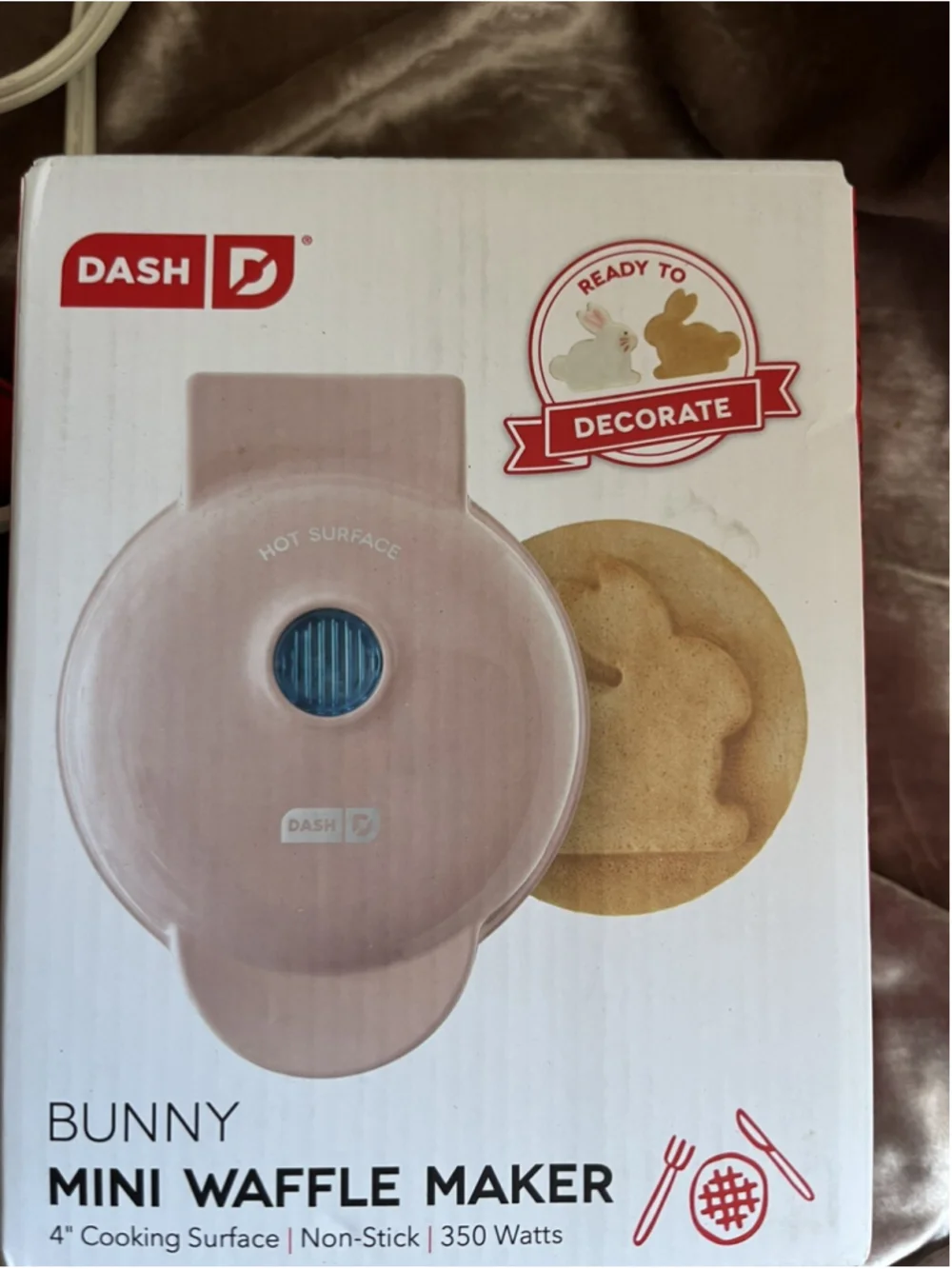 Mini Dash Pink BUNNY rabbit Shaped Waffle Maker 4inch New In Box Easter SpringW/